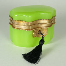 Load image into Gallery viewer, Antique French Green Opaline Glass Box Casket