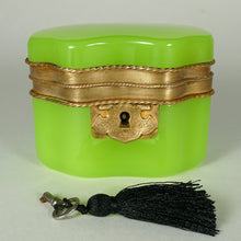 Load image into Gallery viewer, Antique French Green Opaline Glass Box Casket