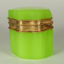 Load image into Gallery viewer, Antique French Green Opaline Glass Box Casket