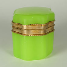 Load image into Gallery viewer, Antique French Green Opaline Glass Box Casket