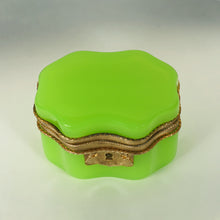 Load image into Gallery viewer, Antique French Green Opaline Glass Box Casket