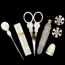 Load image into Gallery viewer, Antique French Palais Royal Mother of Pearl Sewing Box Etui Necessaire