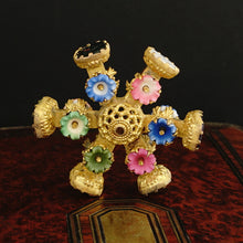 Load image into Gallery viewer, Antique Victorian Wax Seal Wheel Gilt Ormolu Multiple Stone Intaglio Desk Stamp