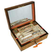 Load image into Gallery viewer, Antique French Palais Royal Mother of Pearl Sewing Box Etui Necessaire