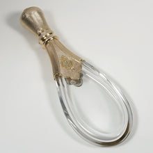 Load image into Gallery viewer, Antique French Silver Perfume Bottle Crystal Teardrop Laydown Scent Bottle