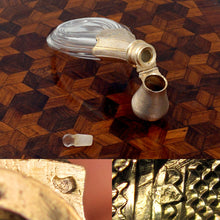 Load image into Gallery viewer, Antique French Silver Perfume Bottle Crystal Teardrop Laydown Scent Bottle