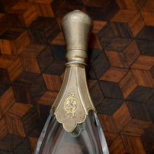 Load image into Gallery viewer, Antique French Silver Perfume Bottle Crystal Teardrop Laydown Scent Bottle