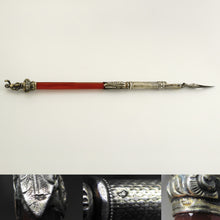 Load image into Gallery viewer, Antique French .800 Silver Carnelian Handle Dip Pen, Putti with Cross