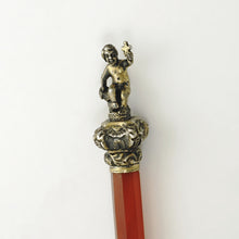 Load image into Gallery viewer, Antique French .800 Silver Carnelian Handle Dip Pen, Putti with Cross