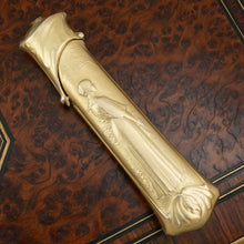 Load image into Gallery viewer, Art Nouveau French Silver Needle Case Rare Hinged Etui, Ladies & Cat, Signed Frederic Vernon, Julian Duval