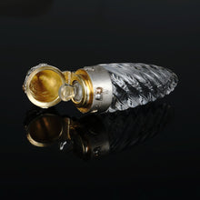 Load image into Gallery viewer, Antique French Silver Cut Glass Perfume Bottle, Scent Bottle, Art Nouveau Rose