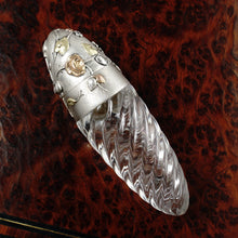 Load image into Gallery viewer, Antique French Silver Cut Glass Perfume Bottle, Scent Bottle, Art Nouveau Rose