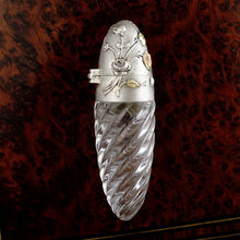 Load image into Gallery viewer, Antique French Silver Cut Glass Perfume Bottle, Scent Bottle, Art Nouveau Rose
