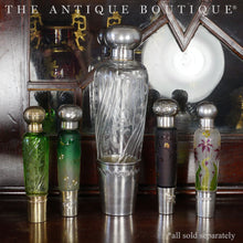 Load image into Gallery viewer, Antique French Sterling Silver Cut Glass Liquor Whiskey Flask Bottle 10" LARGE