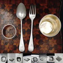 Load image into Gallery viewer, Antique French Sterling Silver 4pc Flatware, Tumbler Cup, Napkin Ring, Boxed Gift Set