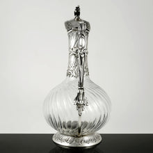 Load image into Gallery viewer, Antique French Sterling Silver Cut Crystal Claret Jug, Ewer