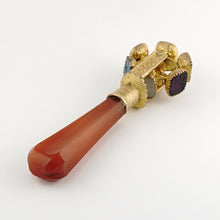 Load image into Gallery viewer, Antique Georgian Wax Seal Wheel Gilt Ormolu Multiple Stone Intaglio Desk Stamp