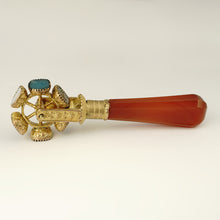 Load image into Gallery viewer, Antique Georgian Wax Seal Wheel Gilt Ormolu Multiple Stone Intaglio Desk Stamp