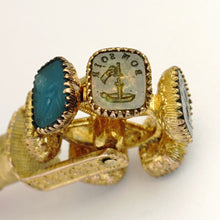 Load image into Gallery viewer, Antique Georgian Wax Seal Wheel Gilt Ormolu Multiple Stone Intaglio Desk Stamp
