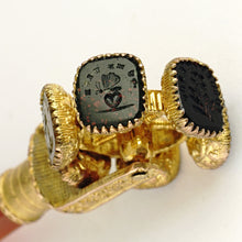 Load image into Gallery viewer, Antique Georgian Wax Seal Wheel Gilt Ormolu Multiple Stone Intaglio Desk Stamp