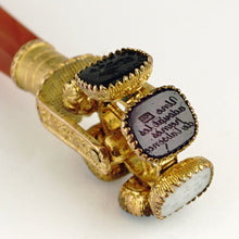 Load image into Gallery viewer, Antique Georgian Wax Seal Wheel Gilt Ormolu Multiple Stone Intaglio Desk Stamp