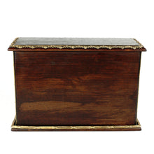 Load image into Gallery viewer, Antique French Mahogany Wood Dore Bronze Roll Top Tambour Door Desk Organizer Cabinet Stationary Box