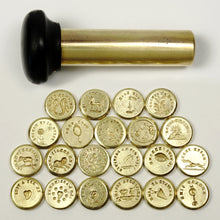 Load image into Gallery viewer, Antique French Wax Seal Stamp Set, Tube-Style Etui Case, Multiple Matrices Intaglios, Letter Envelope Sealing Wax Desk Stamp
