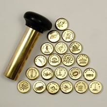 Load image into Gallery viewer, Antique French Wax Seal Stamp Set, Tube-Style Etui Case, Multiple Matrices Intaglios, Letter Envelope Sealing Wax Desk Stamp