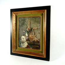 Load image into Gallery viewer, French Still Life Painting Staffy Dog Portrait & Hare, Duck Hunting Trophy, Edouard Auguste Ragu (1847-1923)