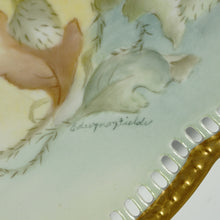 Load image into Gallery viewer, Vintage German Hand Painted Porcelain Plate, Signed, Poppy Flowers, Gold Encrusted Pierced Rim