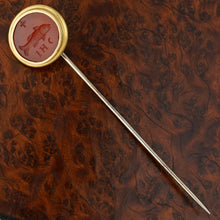 Load image into Gallery viewer, 14K Gold Carnelian Intaglio Stick Pin, Ichthys Fish Jesus Christ, Religious Symbolism