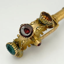Load image into Gallery viewer, Antique 12K Yellow Gold Austro-Hungarian Wax Seal Wheel, Lucky Charm Gemstone Intaglios, Citrine, Amethyst, Ruby, Onyx Handle