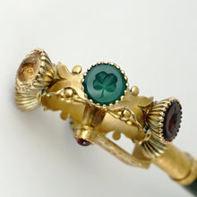 Load image into Gallery viewer, Antique 12K Yellow Gold Austro-Hungarian Wax Seal Wheel, Lucky Charm Gemstone Intaglios, Citrine, Amethyst, Ruby, Onyx Handle