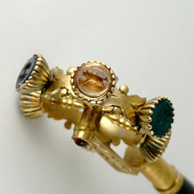 Load image into Gallery viewer, Antique 12K Yellow Gold Austro-Hungarian Wax Seal Wheel, Lucky Charm Gemstone Intaglios, Citrine, Amethyst, Ruby, Onyx Handle