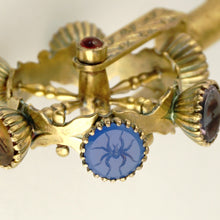Load image into Gallery viewer, Antique 12K Yellow Gold Austro-Hungarian Wax Seal Wheel, Lucky Charm Gemstone Intaglios, Citrine, Amethyst, Ruby, Onyx Handle
