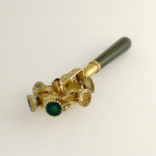 Load image into Gallery viewer, Antique 12K Yellow Gold Austro-Hungarian Wax Seal Wheel, Lucky Charm Gemstone Intaglios, Citrine, Amethyst, Ruby, Onyx Handle