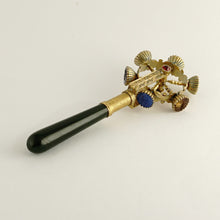 Load image into Gallery viewer, Antique 12K Yellow Gold Austro-Hungarian Wax Seal Wheel, Lucky Charm Gemstone Intaglios, Citrine, Amethyst, Ruby, Onyx Handle
