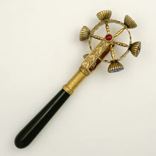 Load image into Gallery viewer, Antique 12K Yellow Gold Austro-Hungarian Wax Seal Wheel, Lucky Charm Gemstone Intaglios, Citrine, Amethyst, Ruby, Onyx Handle