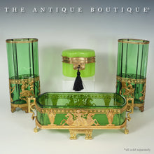 Load image into Gallery viewer, Antique French Green Opaline Glass Box Casket