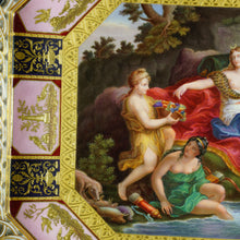 Load image into Gallery viewer, Antique Vienna Austria Porcelain Hand Painted Tray, Raised Gold Enamel Portrait of Goddess Diana