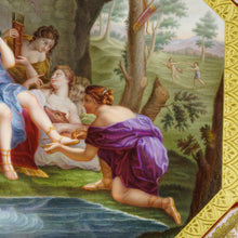 Load image into Gallery viewer, Antique Vienna Austria Porcelain Hand Painted Tray, Raised Gold Enamel Portrait of Goddess Diana