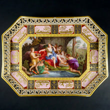 Load image into Gallery viewer, Antique Vienna Austria Porcelain Hand Painted Tray, Raised Gold Enamel Portrait of Goddess Diana