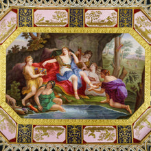 Load image into Gallery viewer, Antique Vienna Austria Porcelain Hand Painted Tray, Raised Gold Enamel Portrait of Goddess Diana