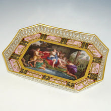Load image into Gallery viewer, Antique Vienna Austria Porcelain Hand Painted Tray, Raised Gold Enamel Portrait of Goddess Diana