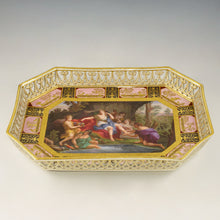 Load image into Gallery viewer, Antique Vienna Austria Porcelain Hand Painted Tray, Raised Gold Enamel Portrait of Goddess Diana