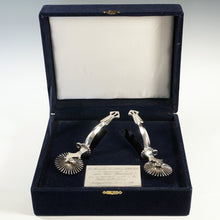 Load image into Gallery viewer, Vintage .900/1000 Silver Chilean Chile Cowboy Huasos Spurs, Original Box