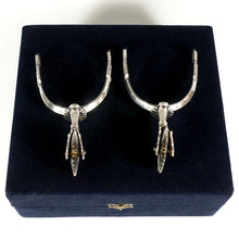 Load image into Gallery viewer, Vintage .900/1000 Silver Chilean Chile Cowboy Huasos Spurs, Original Box