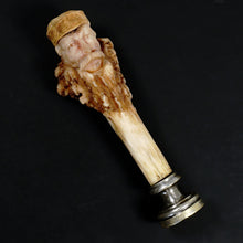 Load image into Gallery viewer, Antique French Carved Deer Antler Wax Seal Desk Stamp, Armorial Intaglio Matrix, de Chaignon Family Coat of Arms