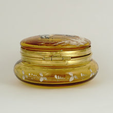 Load image into Gallery viewer, Antique Victorian Bohemian Enamel Glass Patch Box, Pill Box, Trinket