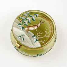 Load image into Gallery viewer, Antique Victorian Bohemian Enamel Glass Patch Box, Pill Box, Rabbit